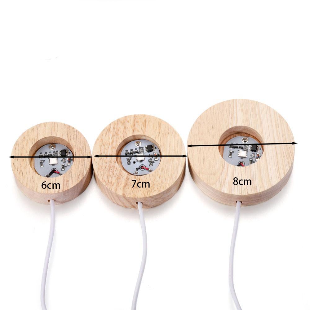 Resin Art Display Round Wood Colorful LED Light Wooden Night Lamp Base Stand for DIY Epoxy Resin Mold Display Base Home Decor