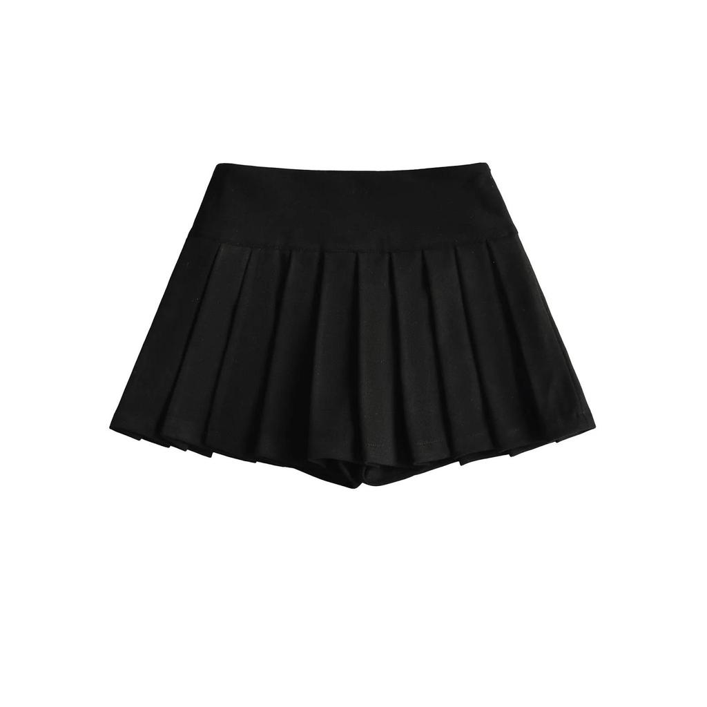 2026 New College Style Spicy Pleated High-Waisted Mini Skirt with Sexy Slit and Anti-Exposure Design