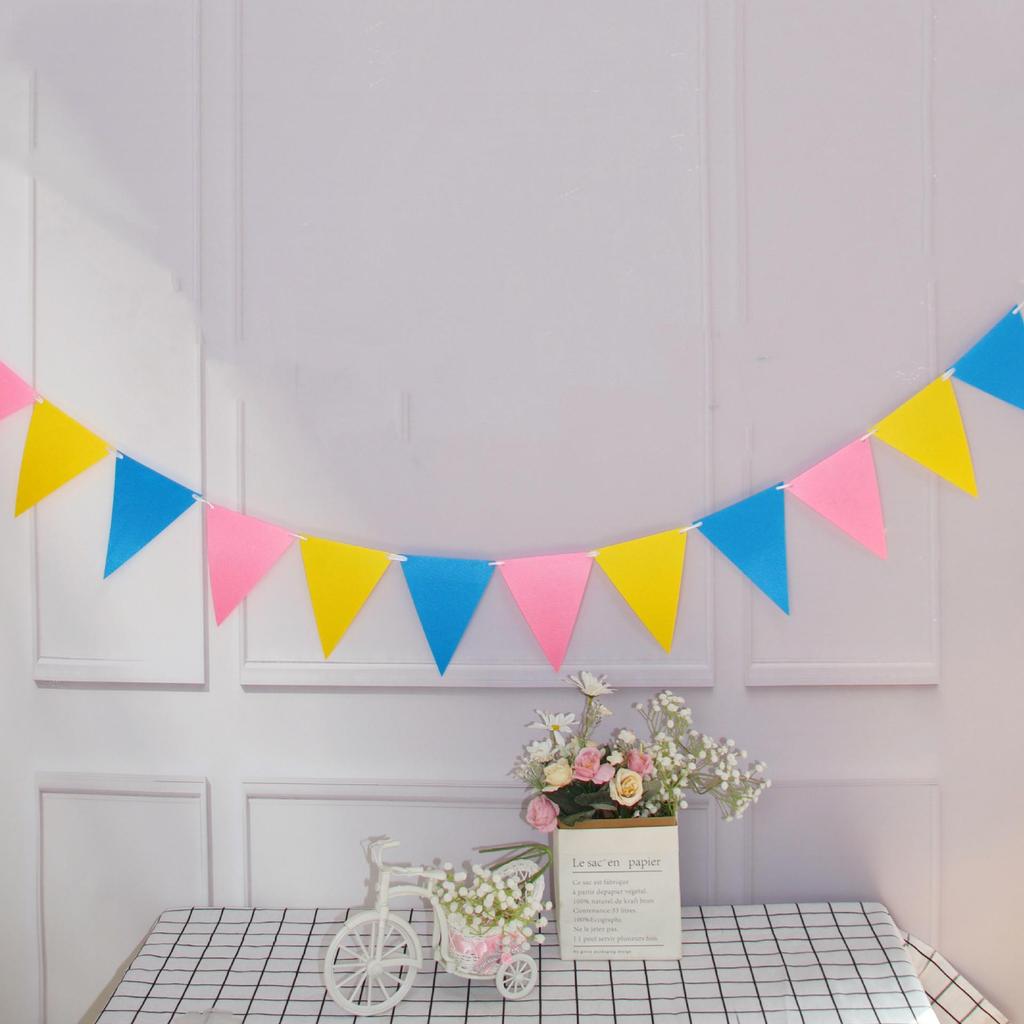 Forest Style Felt Triangle Party Flags In Brown, Blue, and Green