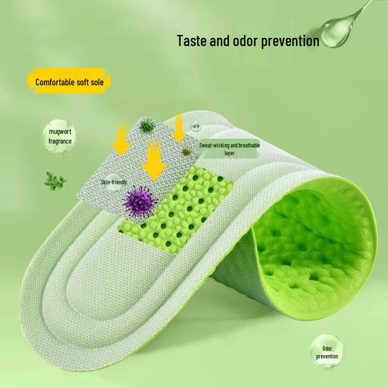 Mugwort High-Elastic Military Training Insoles: Odor-Resistant, Sweat-Absorbing, Comfort for Long Standing, Men & Women