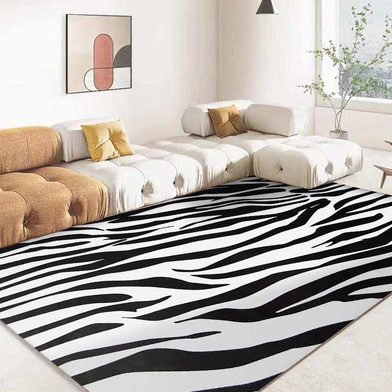 Zebra Black White Texture Rug Carpet for Living Room Bedroom Soft Kitchen Bathroom Anti-slip Floor Mats Hallway Rugs Home Decor