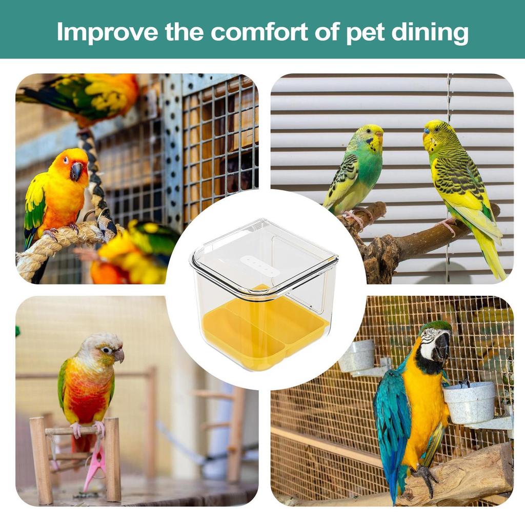 Bird Feeder For Cage Clear Bird Food Container Canary Food Container For Conure Parrot Parakeet Cockatoo Canary Finch Cockatiel