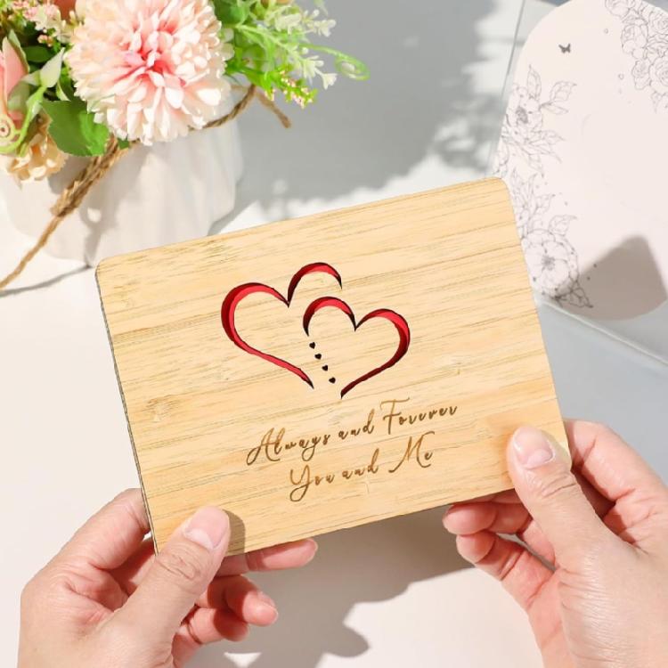 Efficient Wooden Celebration Card For Wedding Anniversaries Birthdays And Decorative Shelf Display