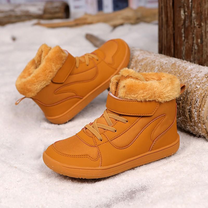 Children's Winter Waterproof Non-Slip Cotton Snow Shoes – Warm Velvet Lined Outdoor Footwear for Boys and Girls.