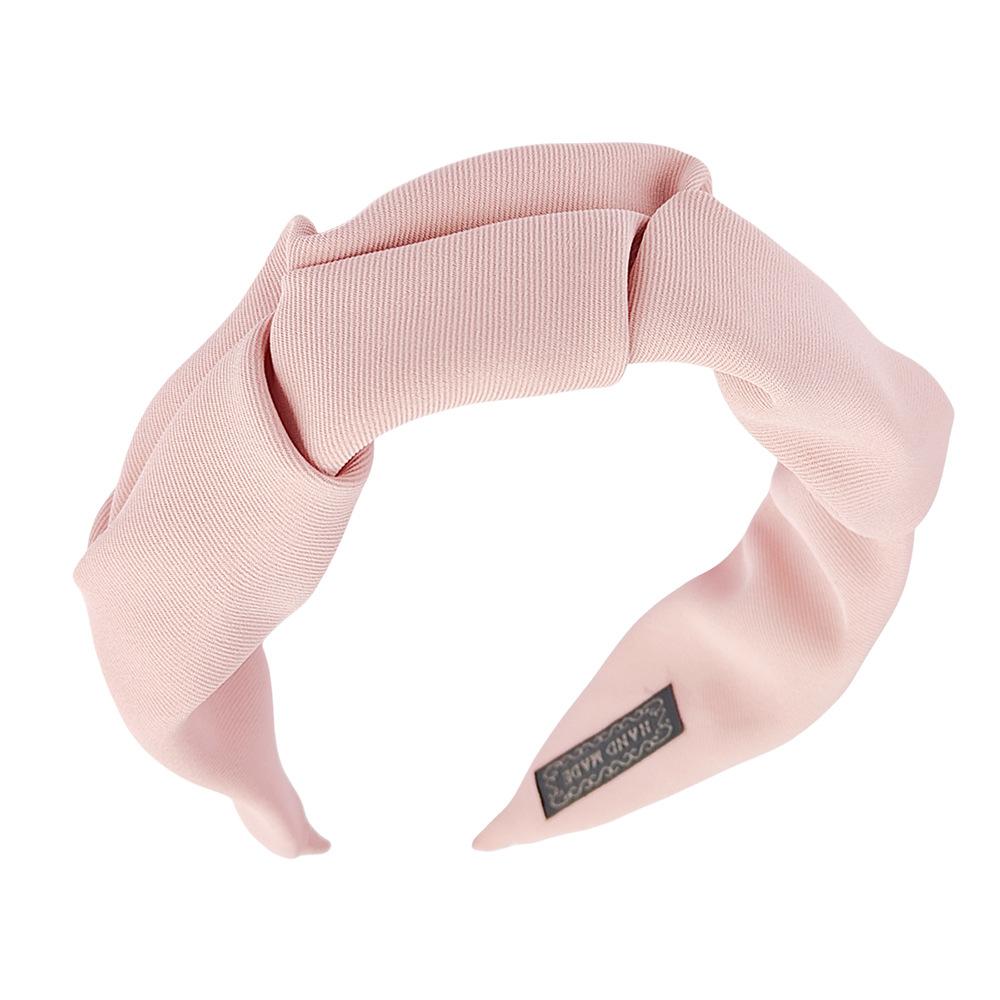 Koreansk hårtilbehør Ensfarget bomull krøllet hodebøyle for kvinner med bred ramme Makeup-hårbånd for hodeplagg for kvinner