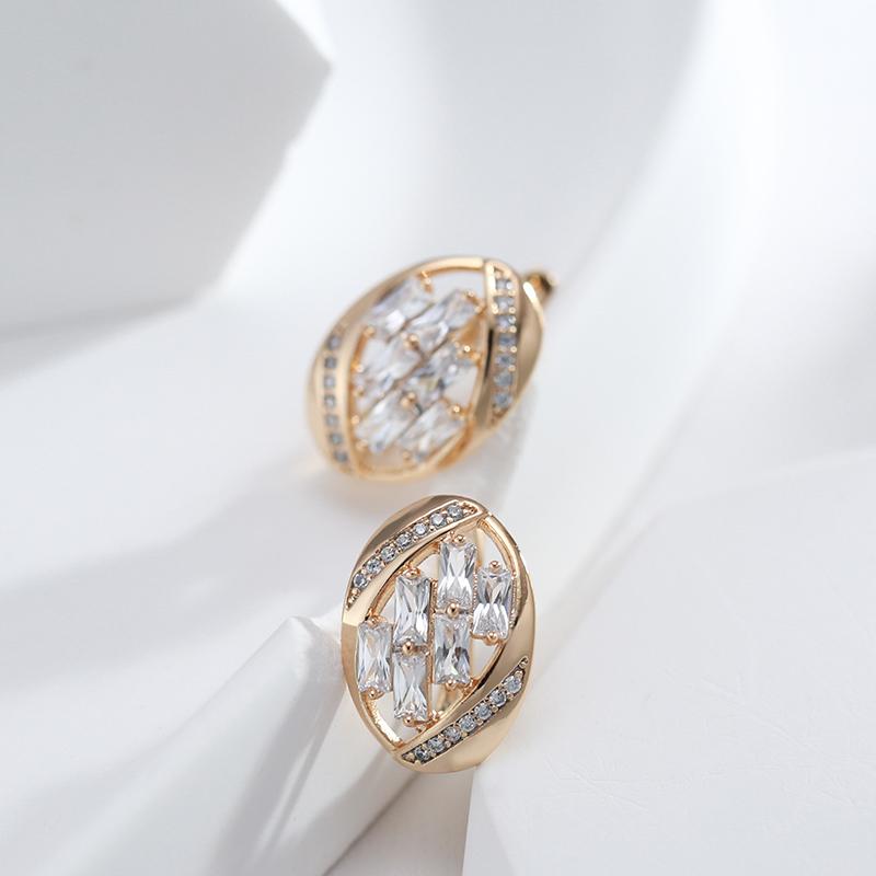 New  Rose Gold Color Earrings Daily Fashion Wedding Jewelry Luxury For Women Natural Zircon Earrings Pendant Jewelry