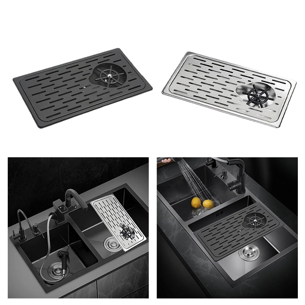 rinser with Drip Tray Sink Accessories for Kitchen - black, 42.5x23x3cm