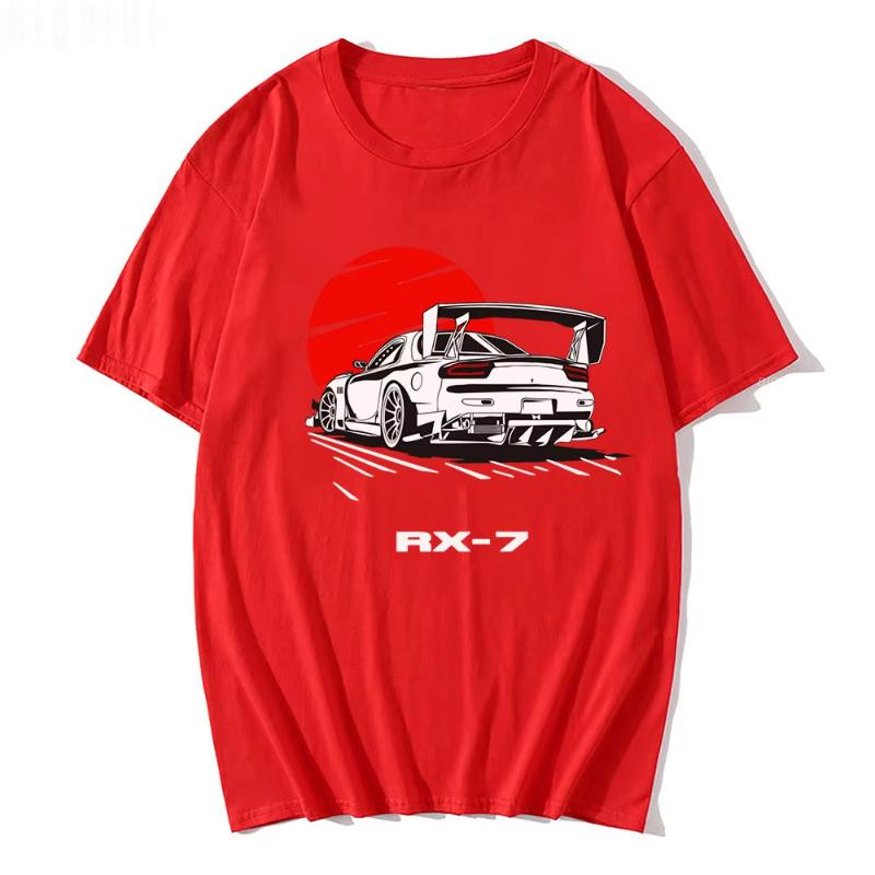 JDM T Shirt Car Drift RX7 Sundown Tops Male Manga Print Summer Casual Graphic Tee EU Size Japanese Style Unisex Harajuku