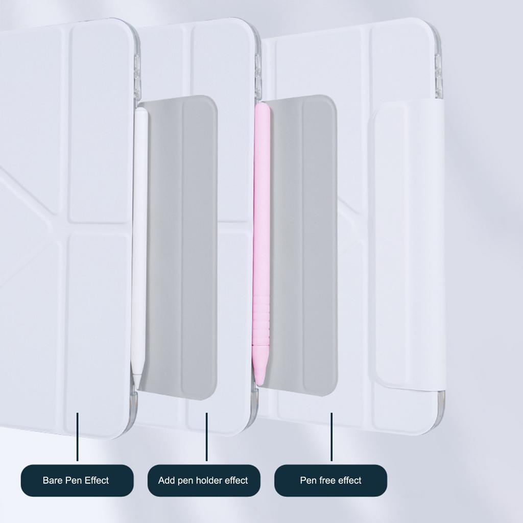 For iPad Air 11 (2025)/(2024) Case Origami Stand PU Leather Clear Back Tablet Cover with Pencil Holder