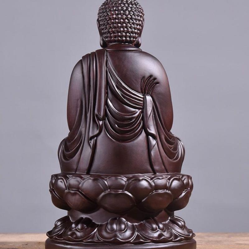 Sandalwood Wood Carving Sakyamuni Buddha Ornament Office Home Furnishing Home Desktop Decorative Ornaments Solid Wood Statue
