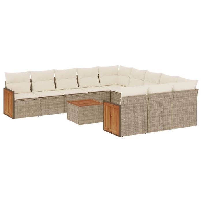 VidaXL Salon de Jardin avec Coussins 9 pcs, Canapés de Terrasse, Ensemble de Meubles de Patio, Mobilier d'Extérieur, Marron 3253991