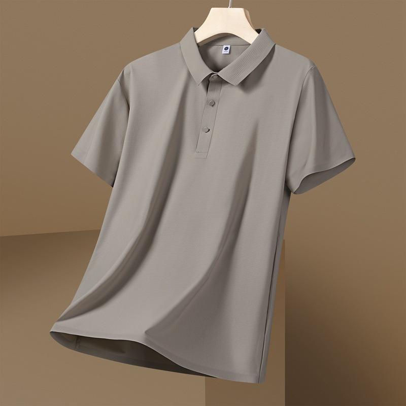 Seamless Ice Silk Polo Shirt T-shirt Summer Lapel Solid Color Short-sleeved T-shirt Business