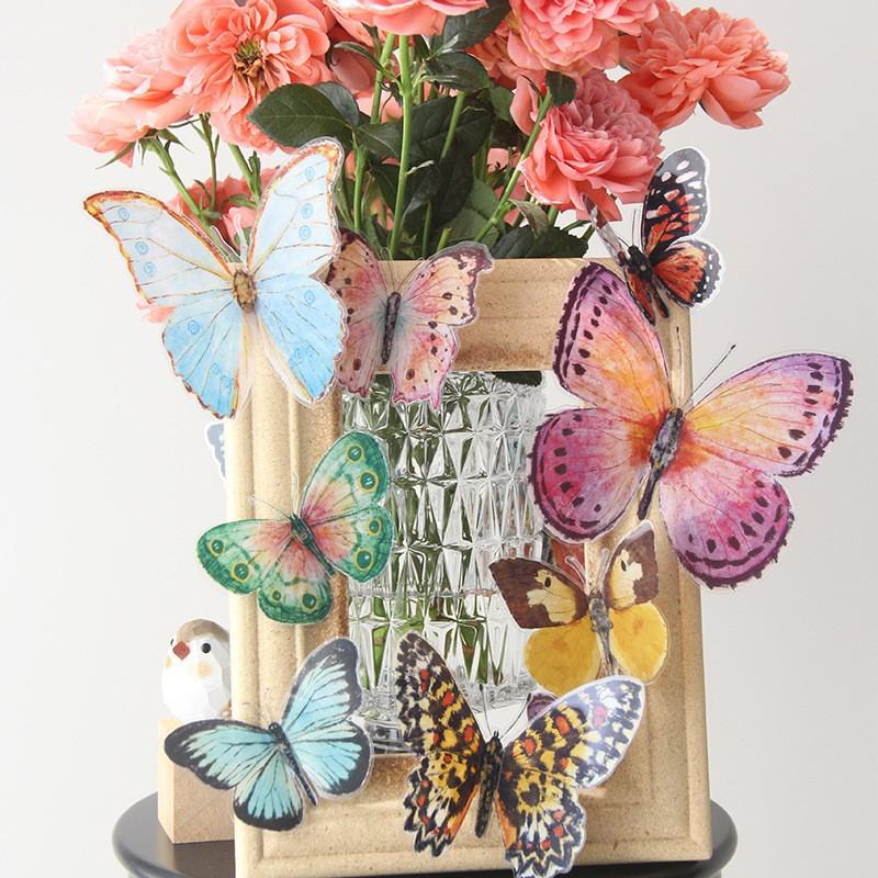 72Pcs Lifelike Butterfly Decorations Set Watercolor Wings for Wedding Party Photo Booth Props Home Room Decor Bridal Wreath Diy