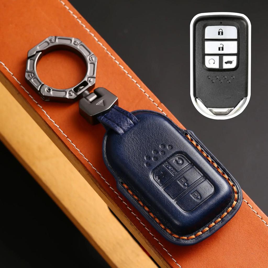 Leather Car Key Case Cover Shell For Honda Civic Accord Vezel Fit Crv Hrv Crz Hrv Polit Jazz Jade Stepwgn Elysion Pilot Odyssey