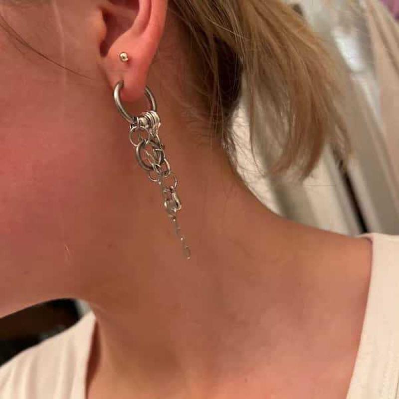 Harajuku Stainless Steel Punk Gothic Chain Tassel Earrings