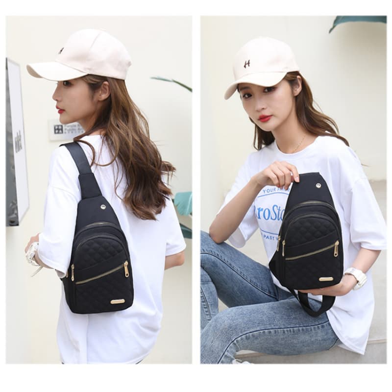 Simple Embroidered Thread Messenger Bag Breast Bag