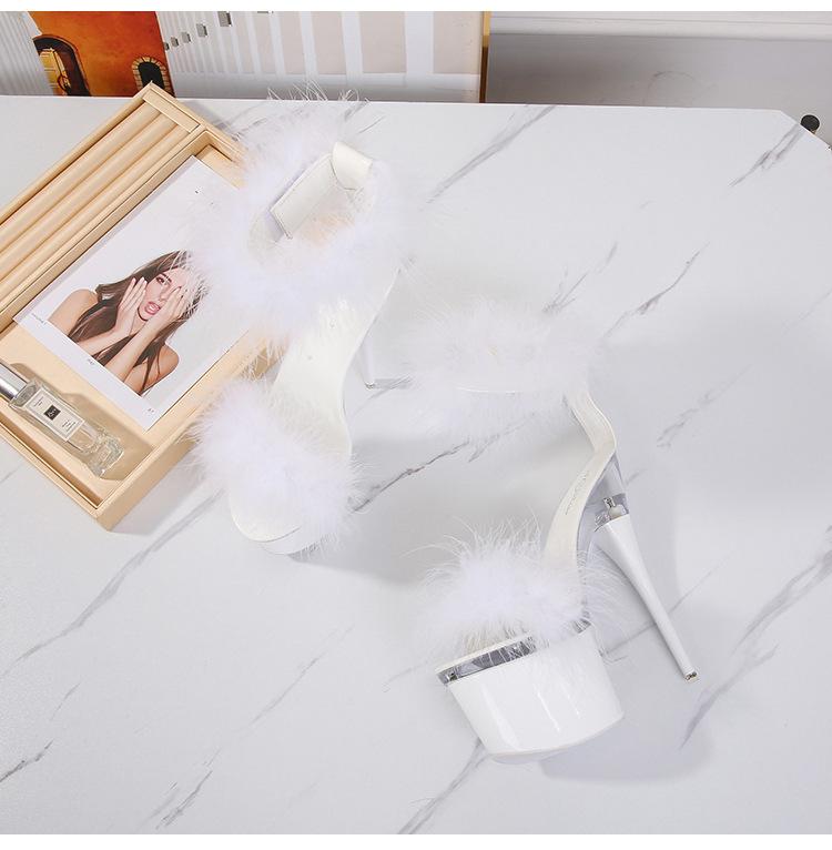 Women Sandals Transparent Super High Heel Thick Heel Summer Women's Waterproof Platform Maomao Sexy Fairy Sandals 10368 Series 17cmLFD