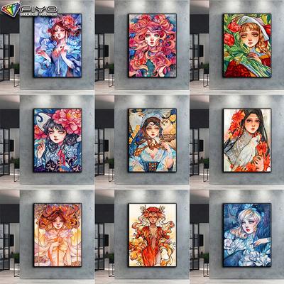 Pintura de Diamante DIY 5D Flor e Menina Ponto Cruz Arte com Diamante Bordado Mosaico Decoração para Casa