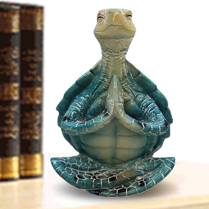 ER05604 Meeresschildkrötenfigur Meditierende Schildkrötenstatue Zen Yoga Schildkröten Miniaturskulptur Meeresschildkröten Harzornament Hausgarten