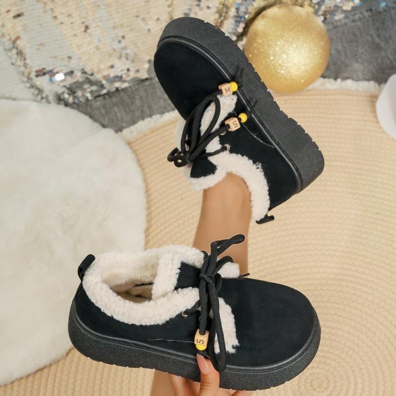 Fashion Winter Round Toe Suede Comfortable Thick Sole Non Slip Casual Women's Boots Fashionable New Lace Up Warm and Elegant Snow Boots