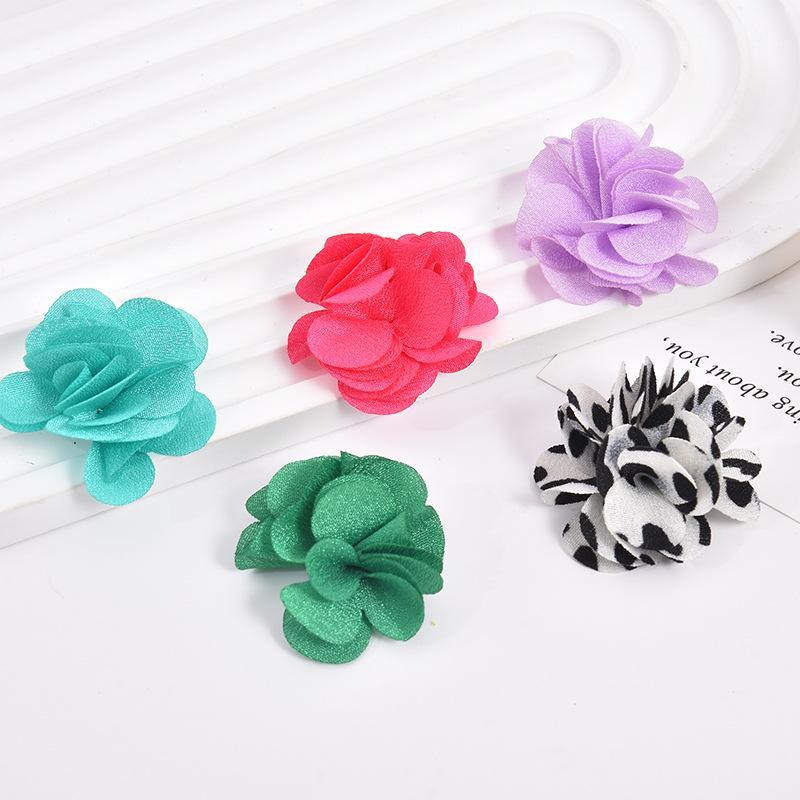 Handmade Chiffon Camellia Flower Earrings - 3cm Fabric Accessories