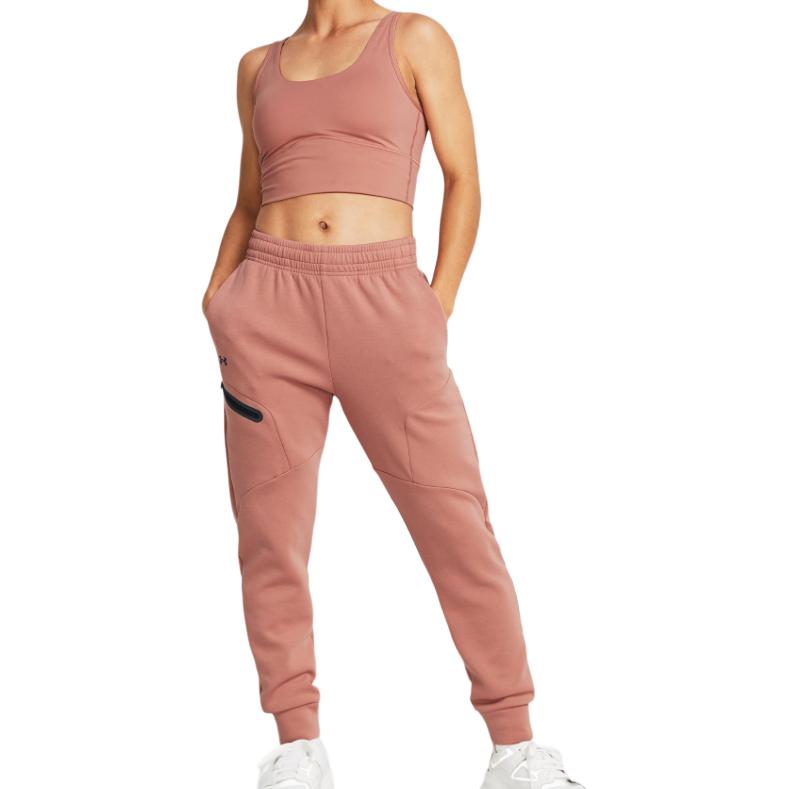 Under Armour Solid Color Elastic Striped Logo Casual Pants Women bottoms Brown 1379846-696