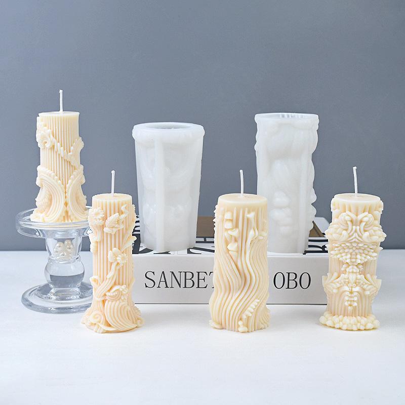 Aromatherapy Candle Mold Non-Stick Silicone Candle Mold 3d Carved Candle Mould Flexible For Aromatherapy Diy Crafts Home