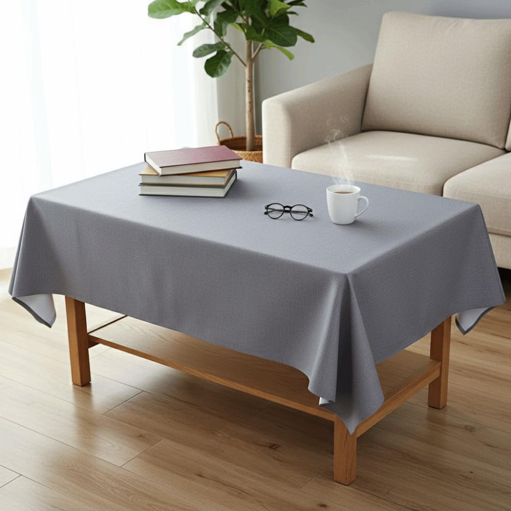 Solid Color PVC Tablecloth Simple Oil Resistant Waterproof Tablecloth Heat Resistant Decoration Square Table Cover Kitchen Use