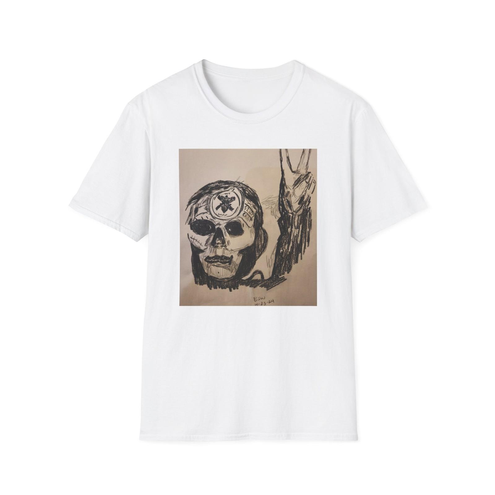 Skull Portrait T-Shirt | Hand-Drawn Ink Skull Design S