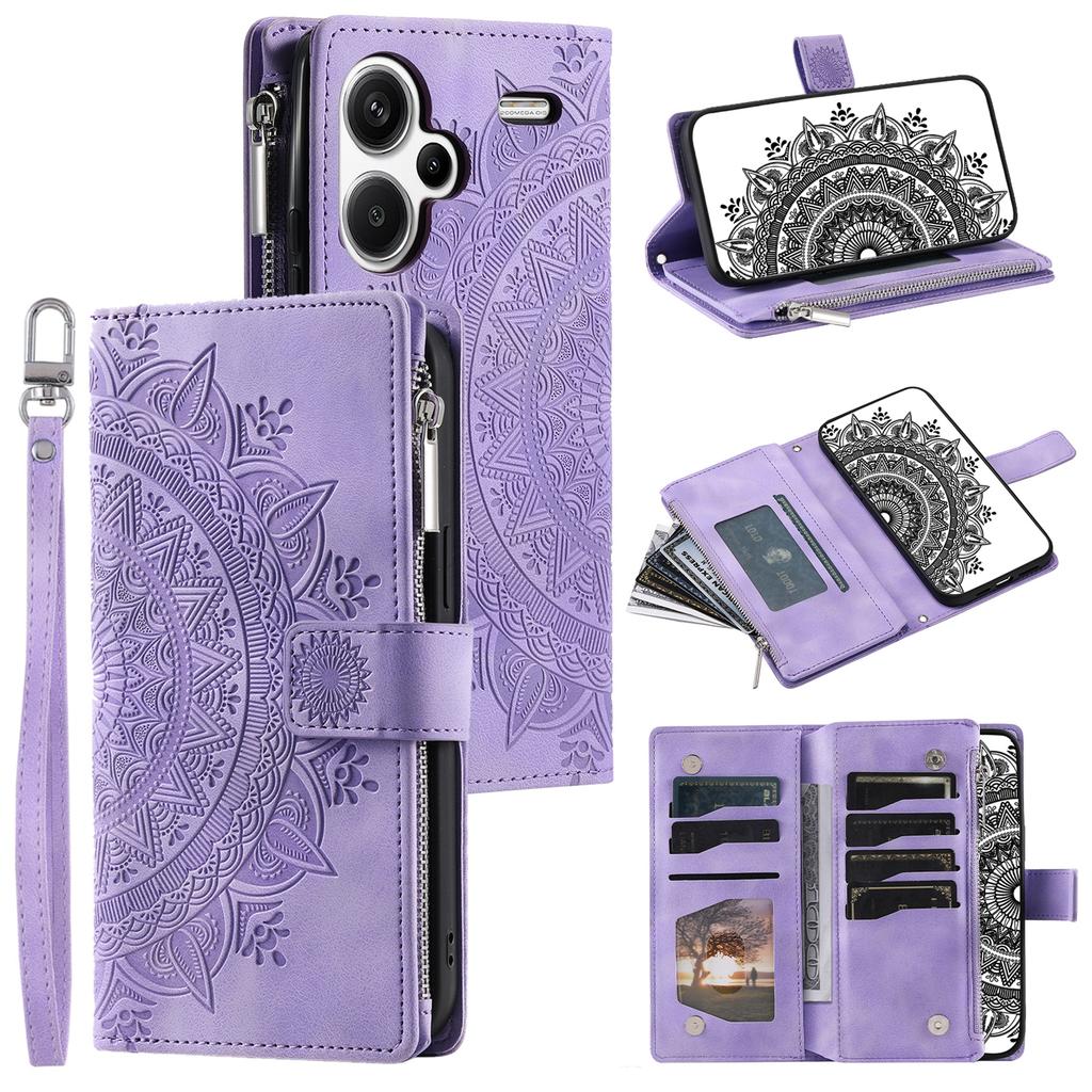 Xiaomi Redmi Note 13 Pro+ 5G ādas futrālim Mandala raksta maka tālruņa vāciņš