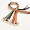 Fashionable Belts for Woman Gold Color Metal Floral Rhinestone Buckle Simple Practical Solid Color PU Belts