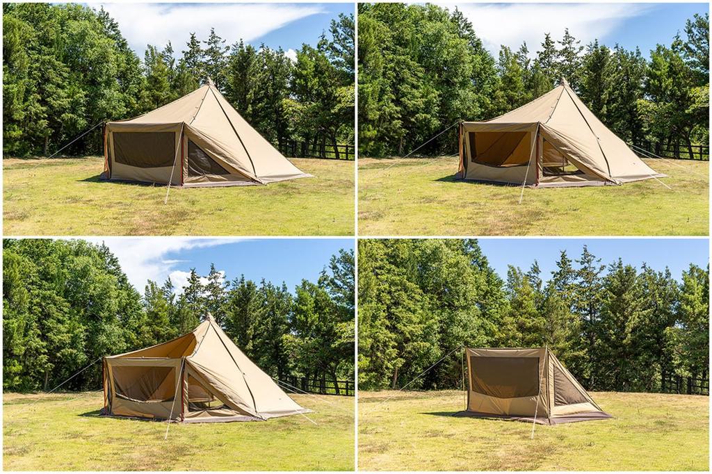 ogawa Outdoor Camping Tasso Mesh Screen Heptagon Sand Beige X Dark Brown 3511