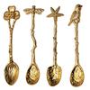 Retro Engraving Dessert Spoon Crystal Head Ice Cream Spoon Creative Mixing Spoon Retro Royal Style Tableware Kitchen Tools