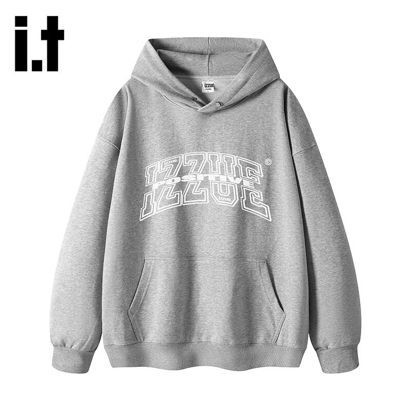Izzue Unisex American Style Letter Print Hooded Sweatshirt