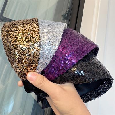 1 Stück Pailletten Stirnband mit breiter Krempe Feiertagsparty Bronzierte Pailletten Haarband Make-up Diademe Haaraccessoires Frauen