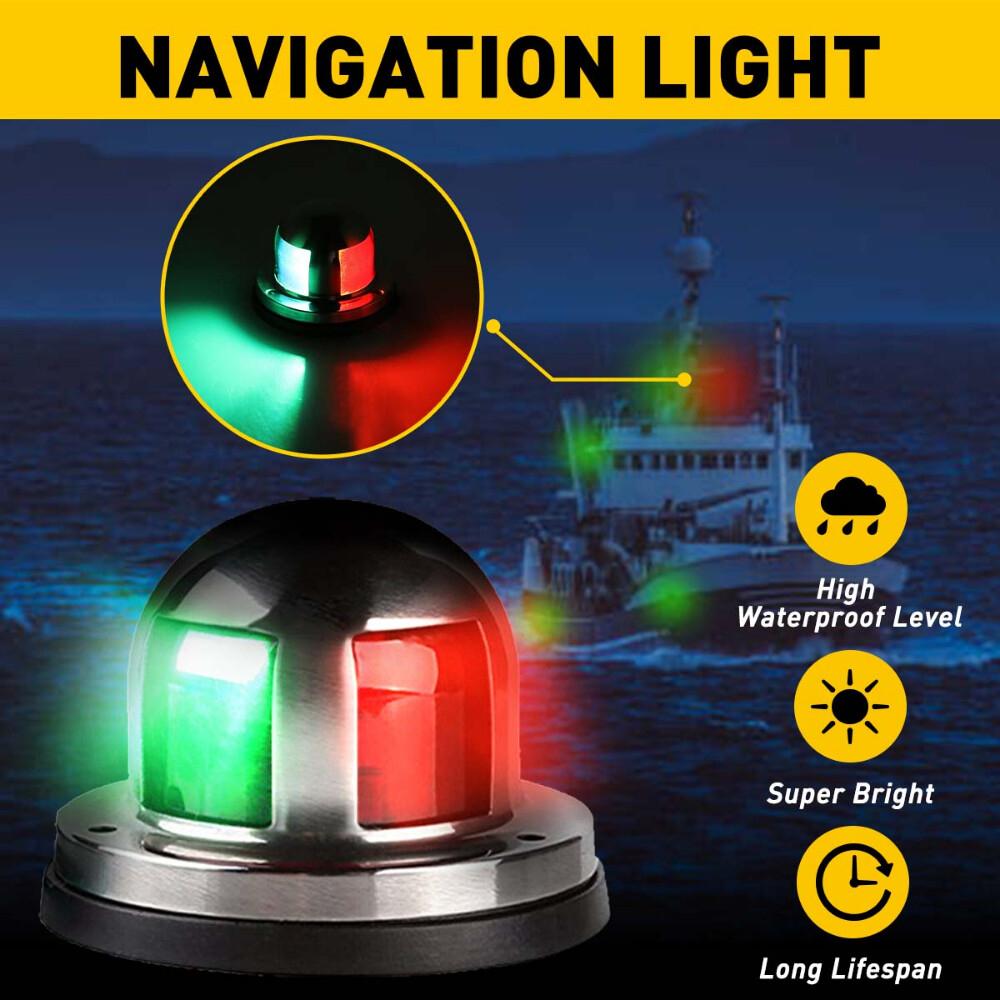 2Pcs Boat Navigation Lights Red and Green LED Marine Navigation Light Boat Bow L