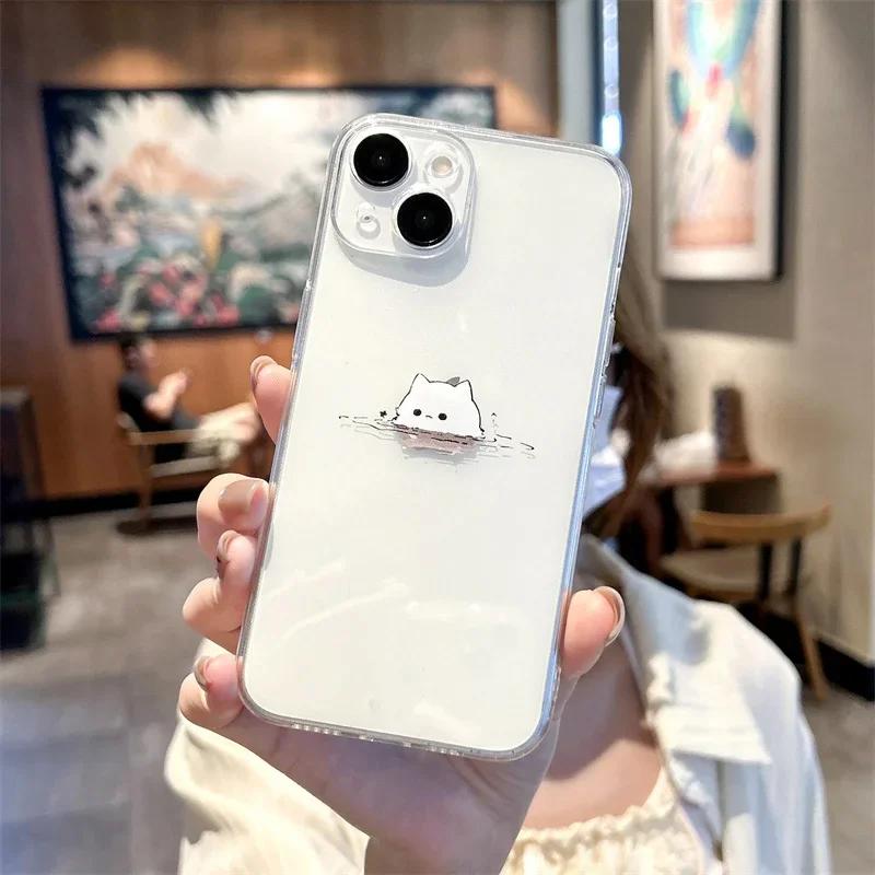 Funny Black White Cat Lovers Couple Phone Case For iPhone 16 15 14 13 12 11 Pro Max XS X XR 7 8 SE Silicon Paired Cover Funda