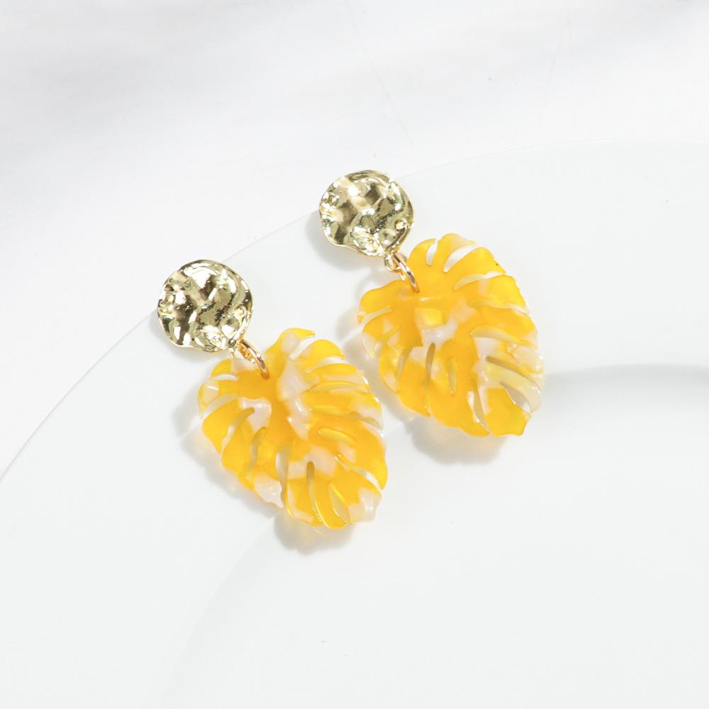 New Trendy Monstera Leaves Acrylic Earrings for Women Fashion Coconut Tree Palm Leaf Plant Drop Earring Boho Beach Jewelry Gifts
