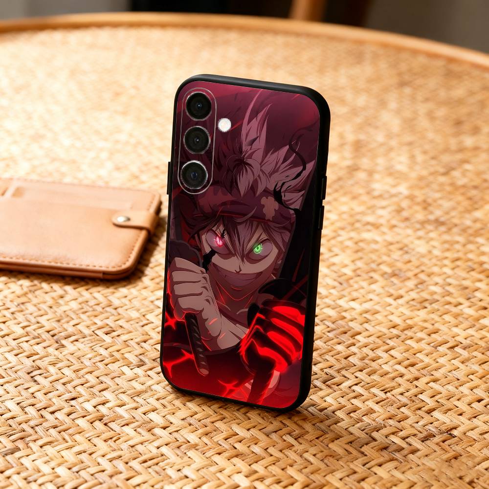 B-Black A-Asta Clover  Phone Case For Samsung  A73,A21s,A22,A31,A32,A52,A53,A71,A80,Soft Black Shell