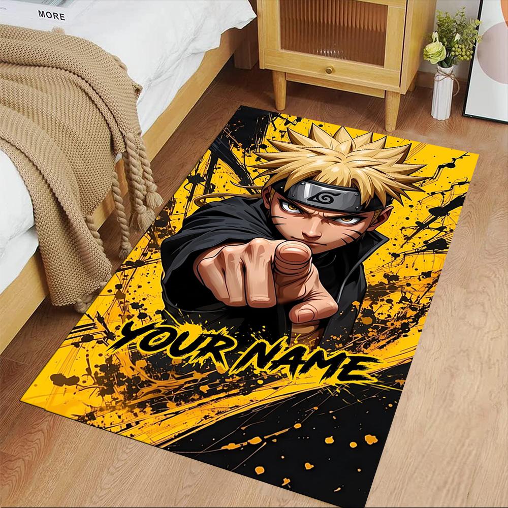 Naruto Character Personalized Name Floor Mat Design for Dining Room Balcony Foyer Kitchen Anti-slip Rug Anime Office Decor Perfect Gift for Women/Men