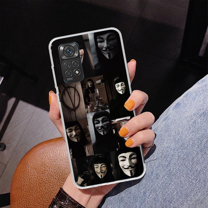 Anonymous V Mask Phone Case For Xiaomi Redmi Note 15 14 13 12S 12 11 Pro Plus 14S 11S 11E 10 10S 11T 5G Personalized Cover Redmi
