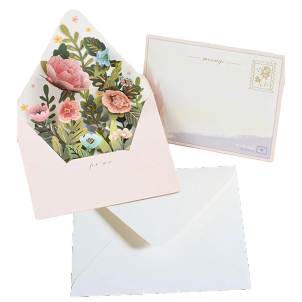 Multifunkční 3D květinové přáníčko, blahopřejné přání, dárková karta, DIY dárek, zprávy, ručně vyrobené s péčí, obálka, dárky pro maminku