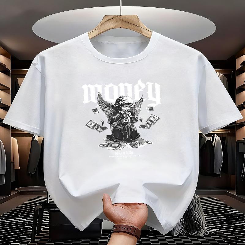 Fashionable Retro T-Shirt - Money Angel Pattern Short Sleeve