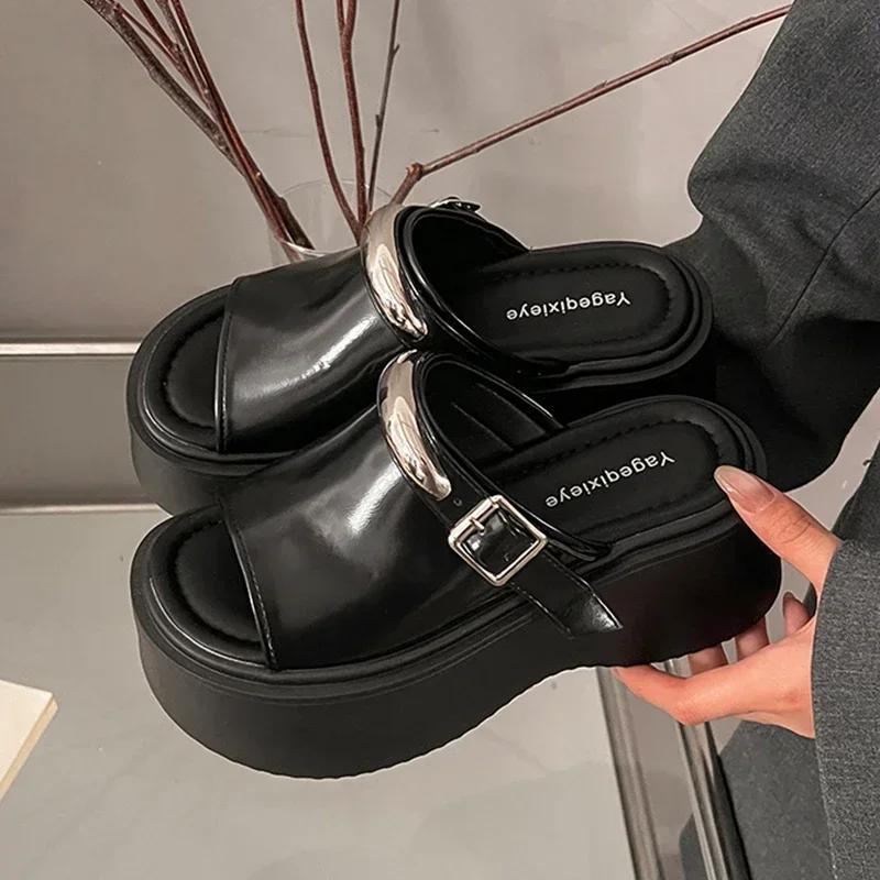 Women Flats Platform Slippers Summer Shoes Casual Open Toe Sandals 2025 New Slingback Shoes Woman Trend Zapatos De Mujer