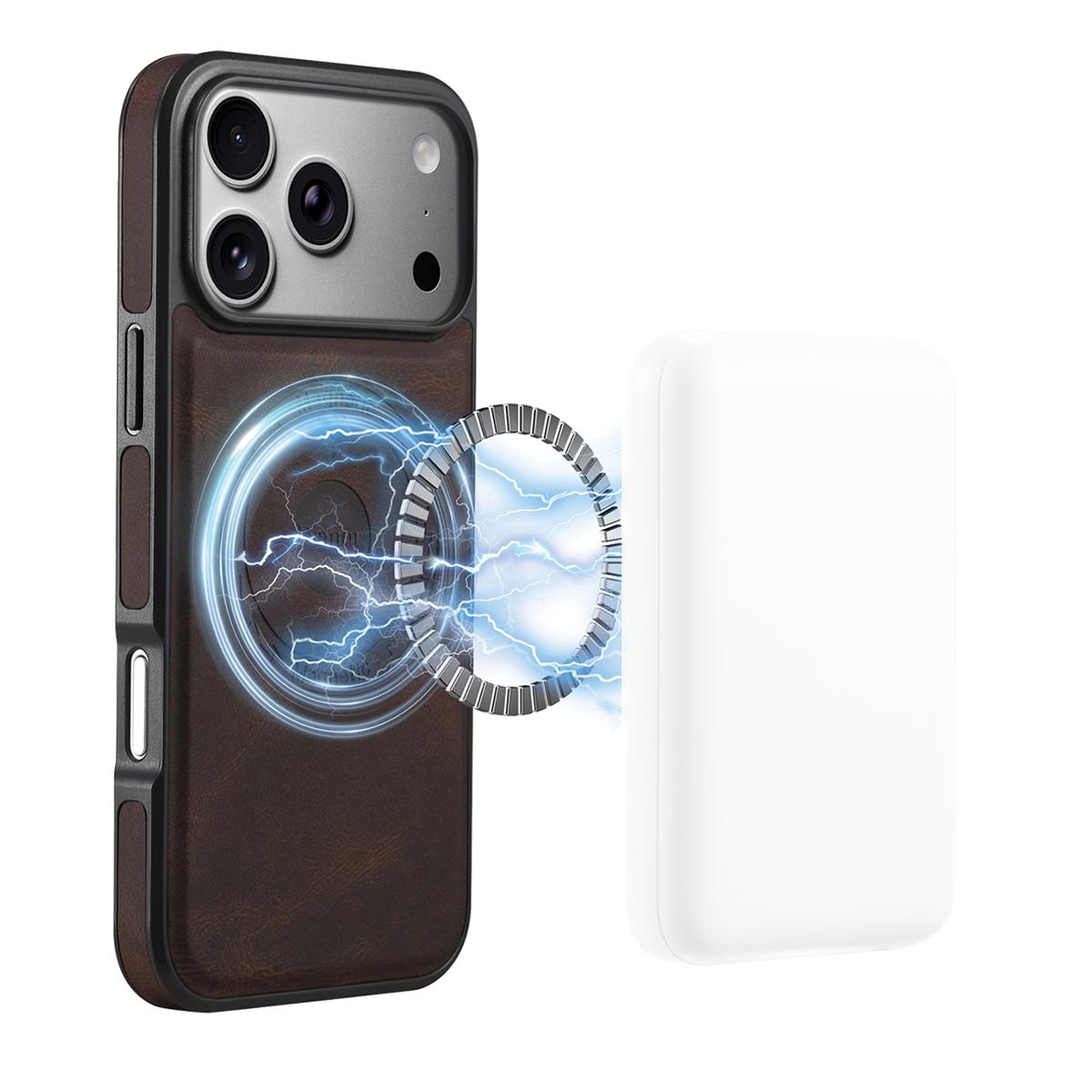 

DENIOR A13 For iPhone 17 Pro Max Case Compatible with MagSafe Leather + PC + TPU Phone Cover