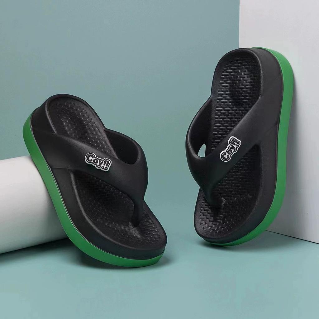 Flip-flops Women's Summer Outer Wear Thick-soled Stepping On Shit Feeling Beach Non-slip Clip Feet Color Matching Sandals and Slippers