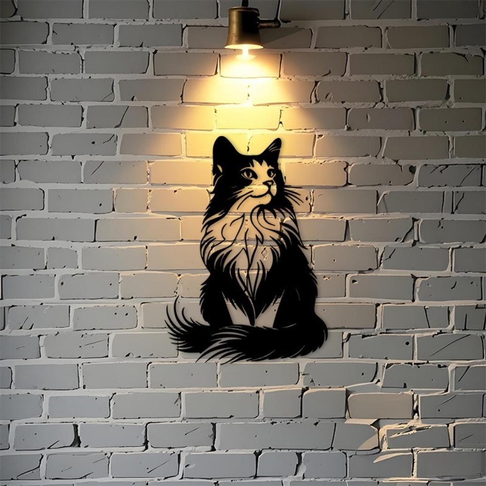 1pc Vintage Black Cat Metal Wall Art Silhouette Decorative Plaque Durable Indoor Outdoor Home Decor Living Room Bedroom Office Gift Cat Lovers