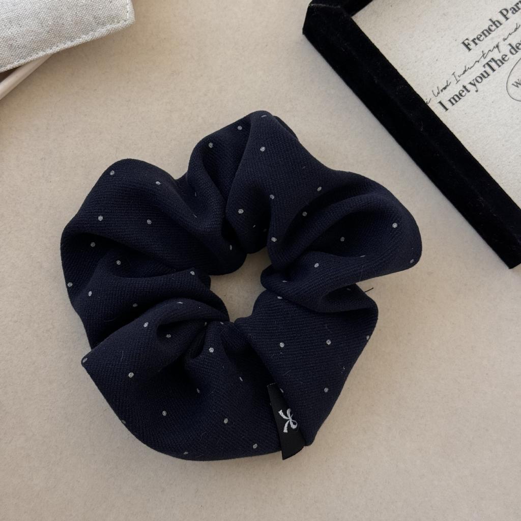 Polka Dot Large Intestine Hair Tie, Bow Tie, Leather Band, Hair Bun, Low Ponytail, Simple Hair Accessory for Women