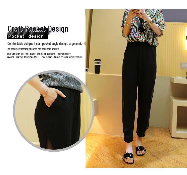 Pantalones Harem de Malla de Seda Helada para Mujer - Ligeros, Adelgazantes, Versátiles, Pantalones Cortos Casuales de Gasa