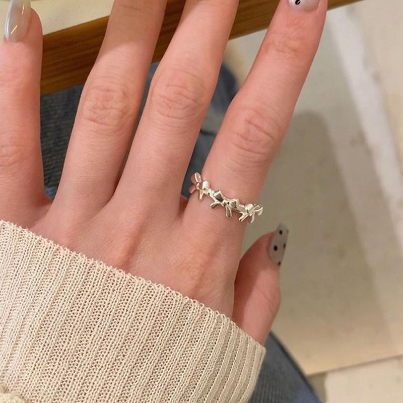 Bowknot Ring for Women Hollow Out Extremely Fine Korean Sweet Romantic Jewelry Gift Dropshipping